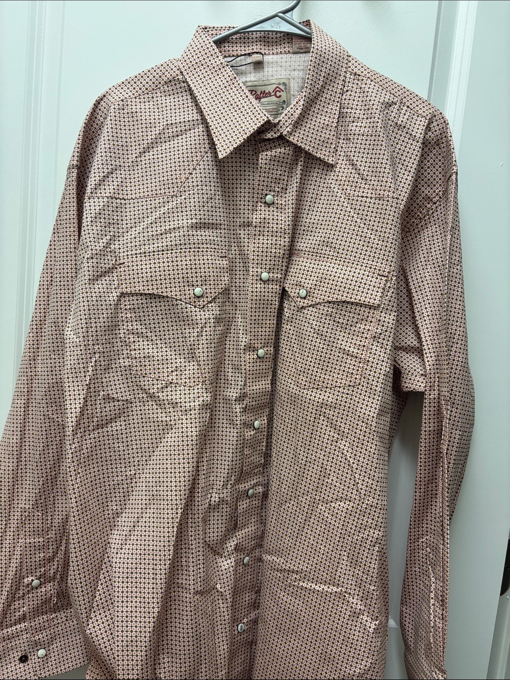 Cotton Western Snap-Front Shirt - Red Pattern